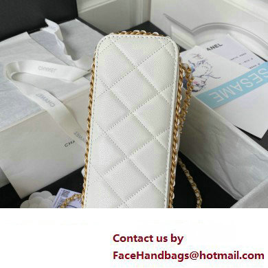 Chanel Grained Calfskin  &  Gold-Tone Metal Chain Backpack Bag AS4490 White 2023